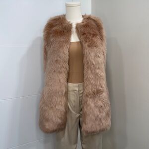 ZARA Faux Fur Vest - Light Pink Long Vest